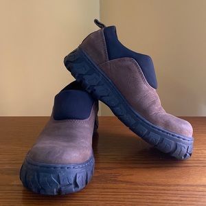 Sole of the Rain Forest Deep E slip on leather shoes.